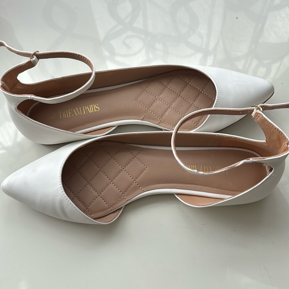 White Women’s Pointed Toe Ankle Strap
